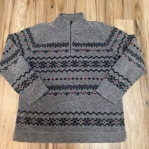 LIZ CLAIBORNE LIZWEAR VTG QuarterZip Fair Isle Fleece Pullover Women Sz Small